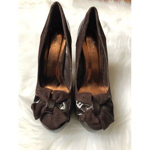 Brown suede heels
